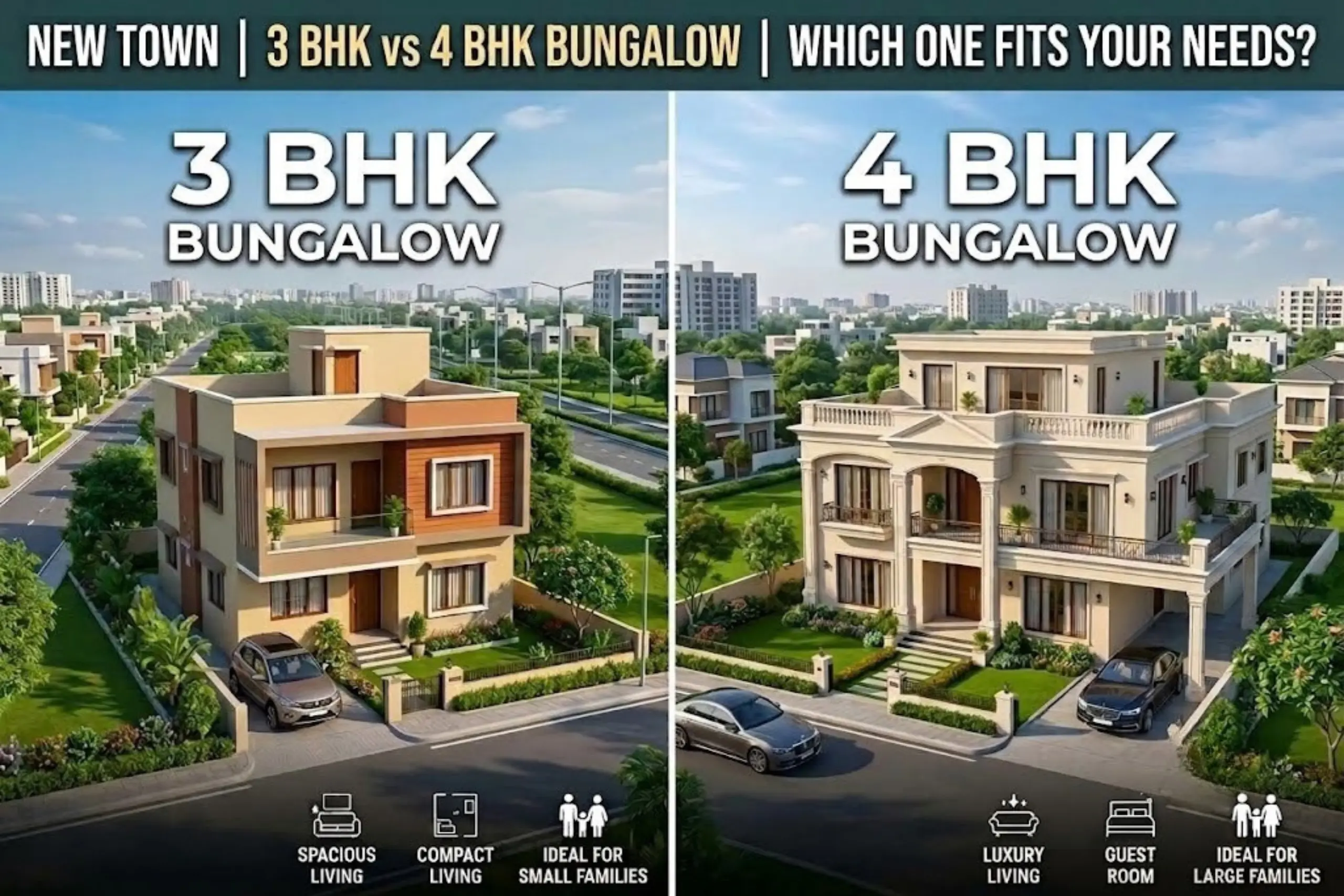 3 BHK vs 4 BHK Bungalow in New Town: Which One Fits Your Needs?